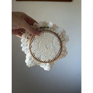 Embroidery Hoop w/ Doily in Wooden Hoop Frame